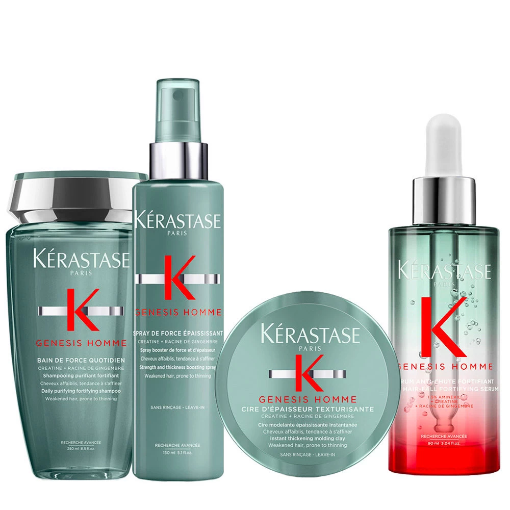 Kérastase Kerastase Genesis Homme Bain De Force Quotidien 250ml Spray 150ml Serum 90ml Cire D'Epaissuer Texturisante 75ml 3 Kérastase Kerastase Genesis Homme Bain De Force Quotidien 250ml Spray 150ml Serum 90ml Cire D'Epaissuer Texturisante 75ml