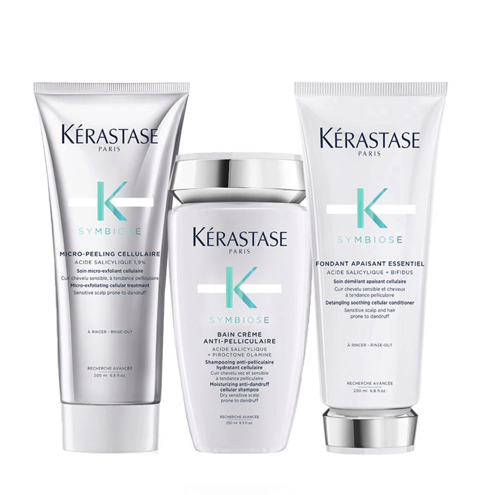 Kérastase Kerastase Symbiose Micro-Peeling Cellulaire 200ml Bain Crème Anti-Pelliculaire 250ml Fondant Apaisant Essentiel 200ml 3 Kérastase Kerastase Symbiose Micro-Peeling Cellulaire 200ml Bain Crème Anti-Pelliculaire 250ml Fondant Apaisant Essentiel 200ml