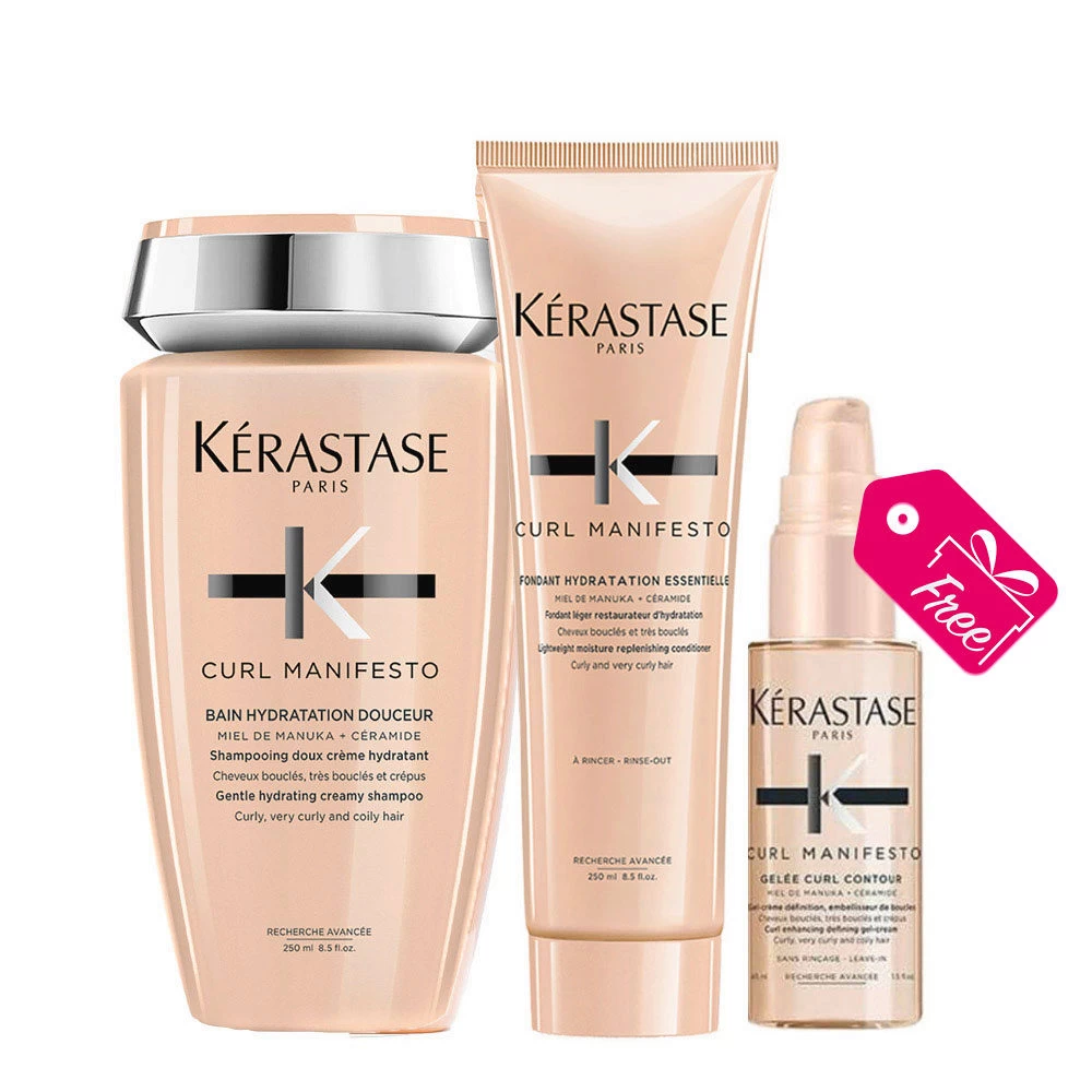 Kérastase Kerastase Curl Manifesto Bain Hydratation 250ml Fondant Hydratation 250ml Gelée Curl Revelation 45ml En Cadeau 3 Kérastase Kerastase Curl Manifesto Bain Hydratation 250ml Fondant Hydratation 250ml Gelée Curl Revelation 45ml En Cadeau