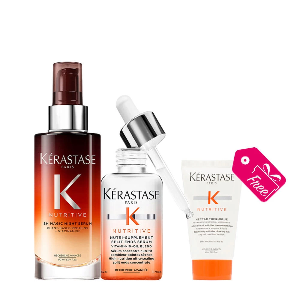 Kérastase Kerastase Nutritive 8h Magic Night Serum 90ml Nutri-Supplement Split Ends Serum 50ml + Nectar Thermique 50ml En Cadeau 3 Kérastase Kerastase Nutritive 8h Magic Night Serum 90ml Nutri-Supplement Split Ends Serum 50ml + Nectar Thermique 50ml En Cadeau
