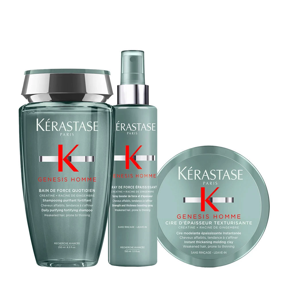 Kérastase Kerastase Genesis Homme Bain De Force Quotidien 250ml Spray 150ml Cire D'Epaissuer Texturisante 75ml 3 Kérastase Kerastase Genesis Homme Bain De Force Quotidien 250ml Spray 150ml Cire D'Epaissuer Texturisante 75ml