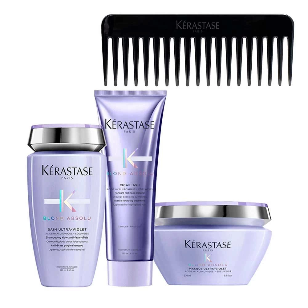 Kérastase Kerastase Blond Absolu Bain Ultra Violet 250ml Cicaflash 250ml Masque 200ml + Peigne En Cadeau 3 Kérastase Kerastase Blond Absolu Bain Ultra Violet 250ml Cicaflash 250ml Masque 200ml + Peigne En Cadeau