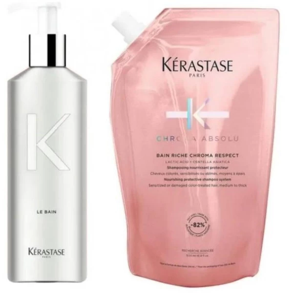 Pack Bouteille Et Recharge Bain Riche Cheveux Normaux à épais Chroma Absolu Kérastase 500ML 3 Pack Bouteille Et Recharge Bain Riche Cheveux Normaux à épais Chroma Absolu Kérastase 500ML